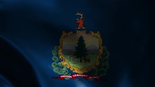 Waving Vermont State Flag with Official Seal