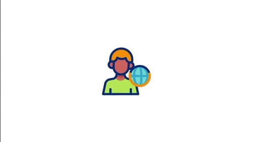Animated User Icon with Globe for Global Connectivity