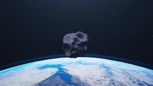 Asteroid Drifting Away From Earth in Cosmic Space