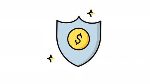 Animated Financial Protection Shield with Dollar Sign Icon