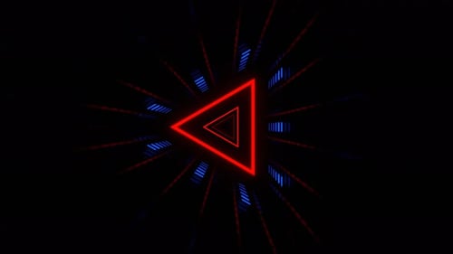 Red And Blue Strobe Light In Triangular Futuristic Tunnel Background Vj Loop In 4K