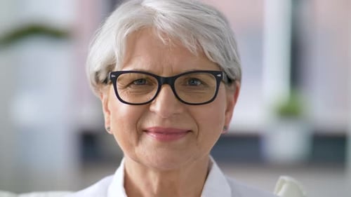 Vision, Age and People Concept - Portrait of Happy Senior Woman In