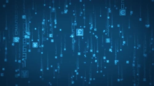 Digital Currency Symbols Data Flow Loop Background