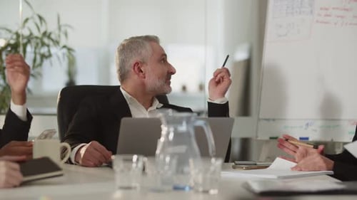 The CEO of a Financial Company Holds a Meeting in the Office The Director of the Company Together