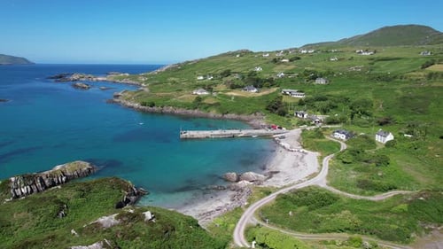 Stunning bay Wild Atlantic coast Republic of Ireland drone aerial view
