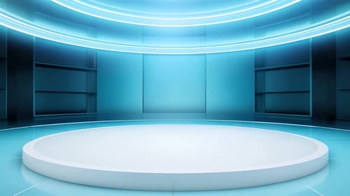 Futuristic Neon Blue Virtual Studio Stage Background