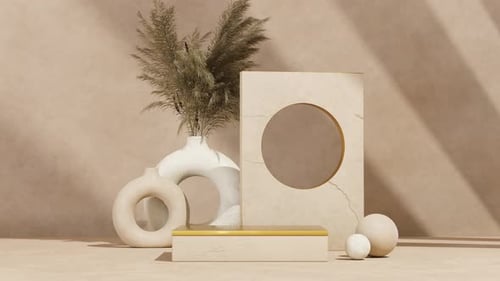 Elegant Minimalist Product Scene with Moving Sunlight and Shadows