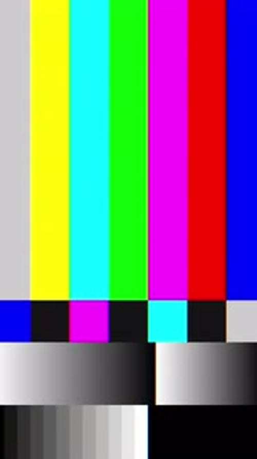 Colorful Test Card with Glitch Static Effect