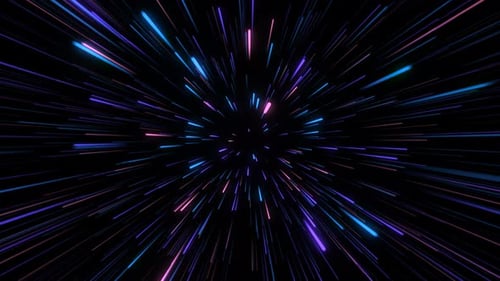 Multicolored speed lines flying particles loop background.