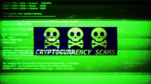 Kryptowährungsbetrug auf digitalen Bildschirmen Nachricht auf Computerbildschirmen