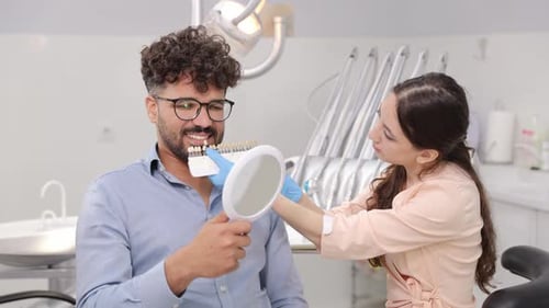 Man Receiving Dental Treatment at Modern Dentist Office