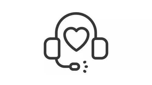 Animated Headset with Pulsing Heart Icon