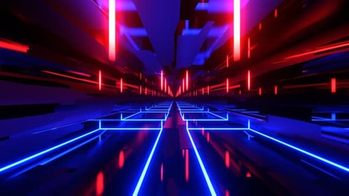 Red And Blue Laser Show In Infinite Abstract Space Background Vj Loop In 4K