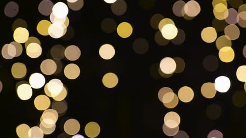 Blurred festive lights glowing on black background animation