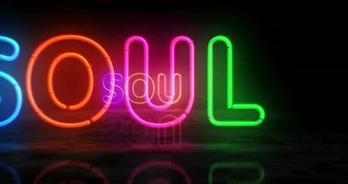Dynamic Soul Word Neon Light Glow Title Animation