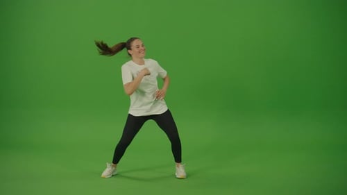 Professional Female Dancer Performing a Dance on a Green Screen Modern Lifestyle