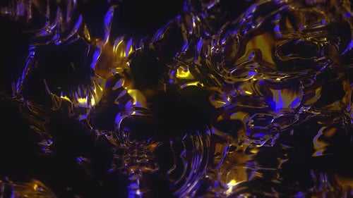 Abstract Gold and Blue Liquid Flowing Motion Background