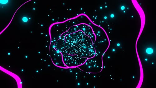 Cyan And Pink Astract Flying Glowing Balls Background Vj Loop In 4K