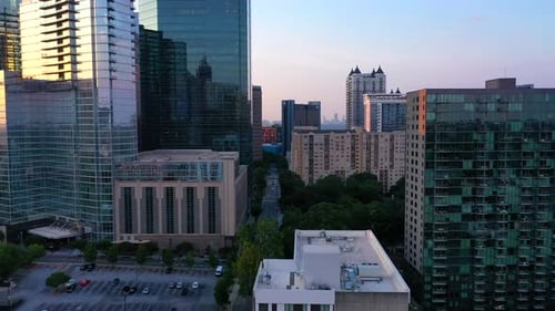 Droning between buildings in Midtown Atlanta..