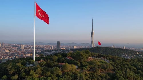 Radio and Television Tower and Istanbul Landscape