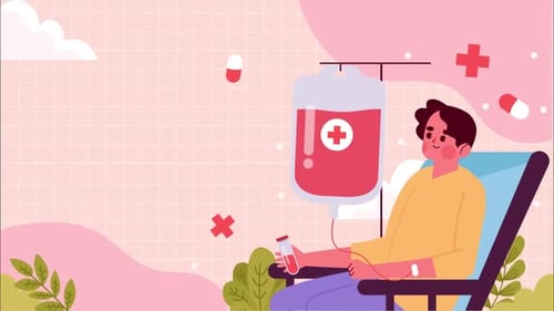 Flat Design Animation of Patient Receiving Medical Infusion