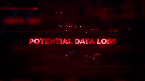Animated Glitch Warning Text: Potential Data Loss