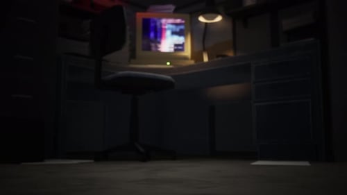 Ein Computersystem in einem dunklen Büro hacken