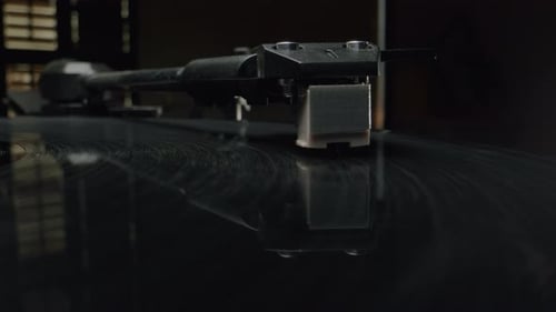 Record Player Needle on Spinning Vinyl