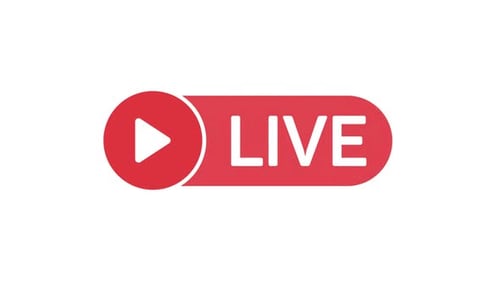 Flaches Design der Live-Streaming-Ikone mit roter Play-Button-Animation