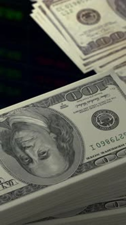 Dollar Money Stacks Financial Trading Background Vertical