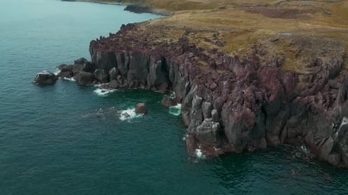 Cliffs and landscape in Iceland, aerial view