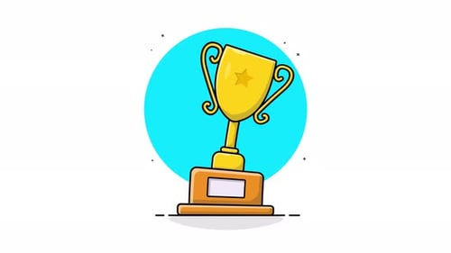 Flat Design Golden Trophy Award Animation