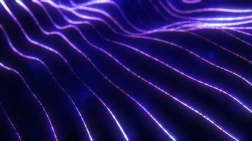 Violette Energie, glühende magische Streifen, Wellen, Linien, digital mit Lichtstrahlen