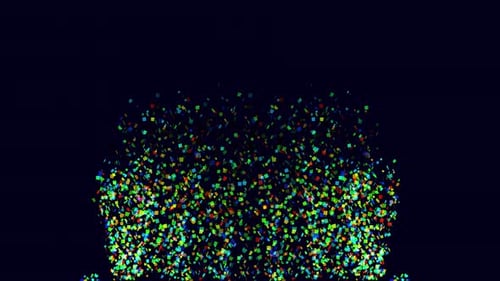 Animación de explosión de confeti sobre un fondo transparente. Animación de confeti en color 3D.