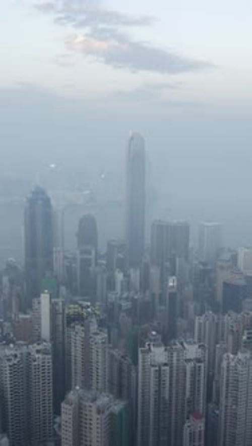 Hong Kong Skyline View From Victoria Peak Day to Night Time Lapse Vertical Video