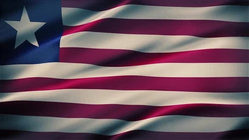 Seamless Loop of Liberia Flag Waving with Fabric Detail