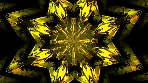Golden Abstract Geometric Star Kaleidoscope Loop
