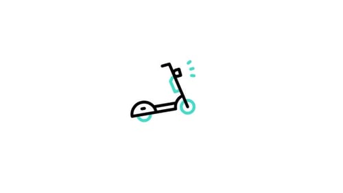 Animated Electric Scooter Outline Icon with Line Art Effect