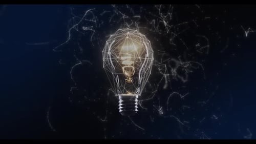 Abstract lightbulb dances in dark space, a bright idea