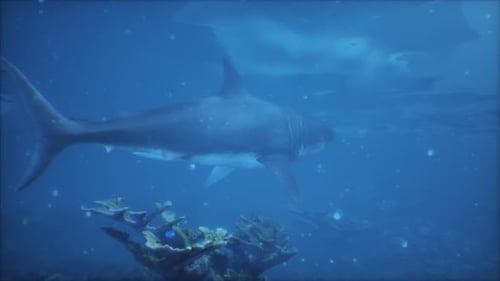 A Great White Shark Swimming in the Ocean