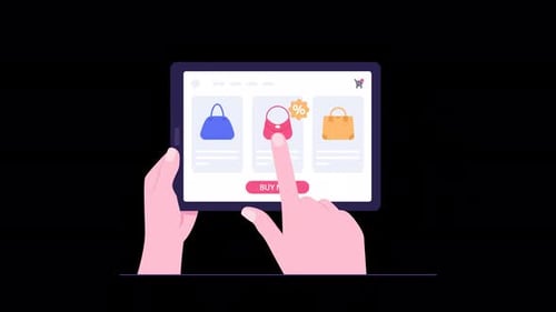 Flat Design Online Shopping Experience on Tablet Animation
