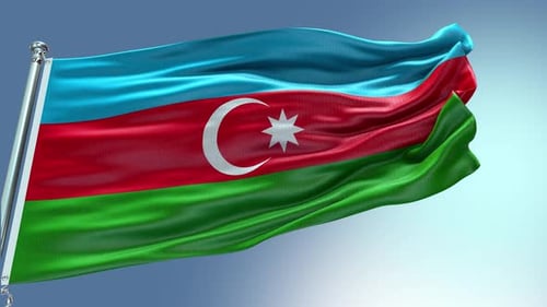 Realistic Waving Flag of Azerbaijan