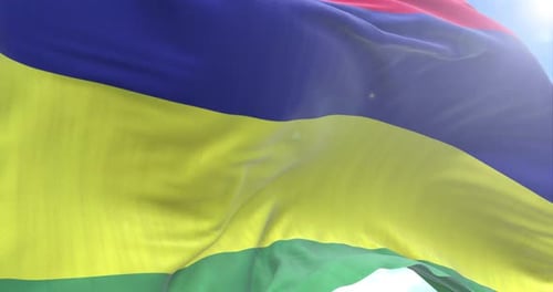 Mauritius Flag Waving Seamless Loop