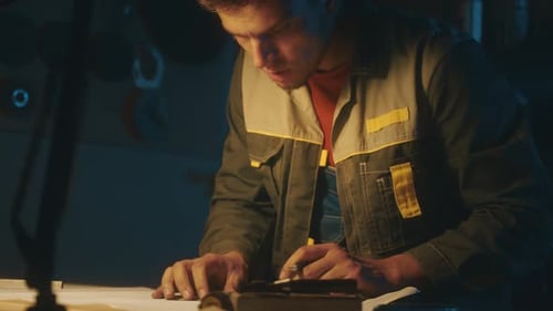 A metallurgical industry worker works