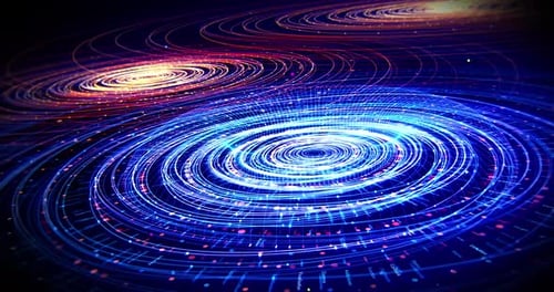 Formes abstraites numériques tournant lentement et se déplaçant dans un espace vide