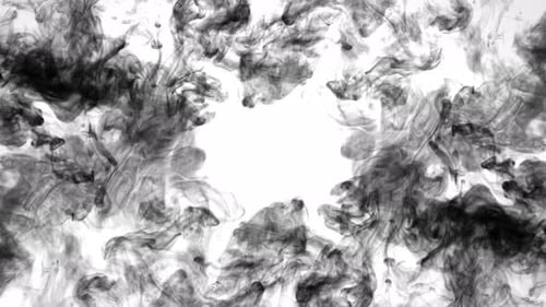 Collection Sumi : effet d'encre trouble s'écoulant doucement sur fond blanc