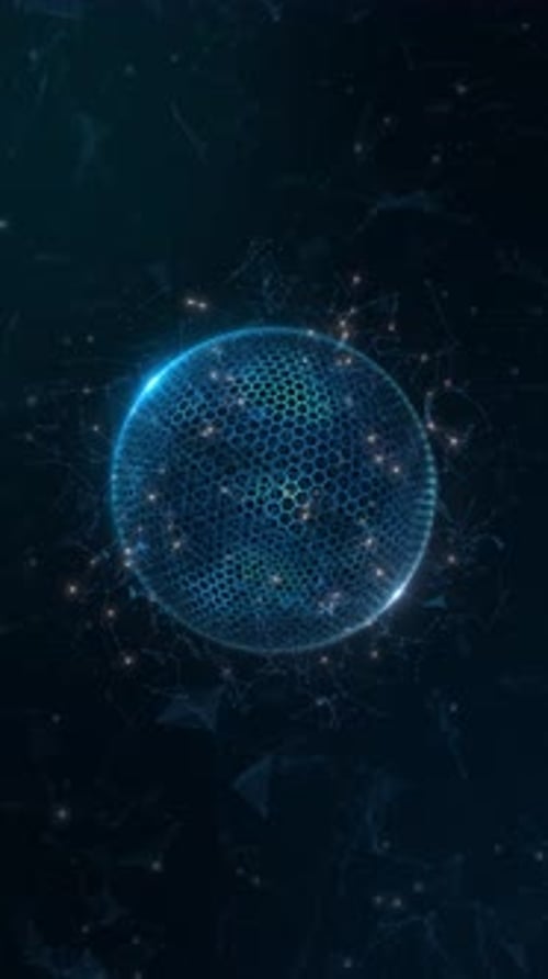 Animation de graphiques ronds complexes Big Data. L'univers de l'informatique quantique. Le cyberespace de la technologie de l'IA.