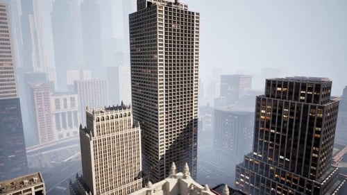 Corporate City Skyline Flyover 3D Animation