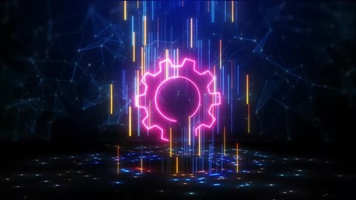 Fond d'animation HUD futuriste avec animation d'icônes Technology Gear. Technologie HUD de haute technologie