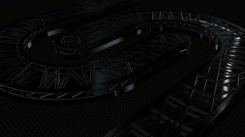 3D Metallic Letter S Shape Animation on Dark Background